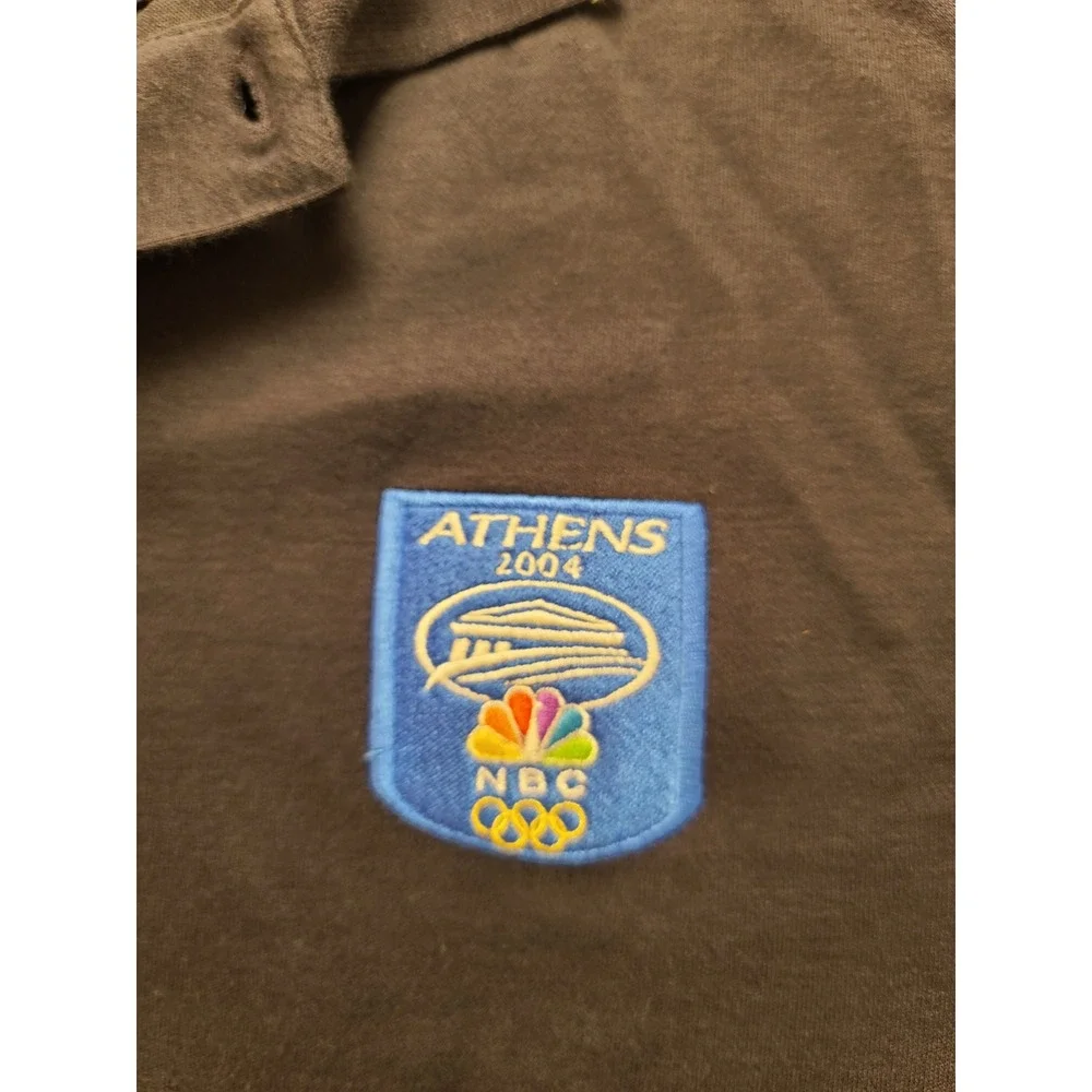 Adidas Athens 2004 Olympics NBC Polo Shirt Men's Medium Navy Blue Climalite Vtg